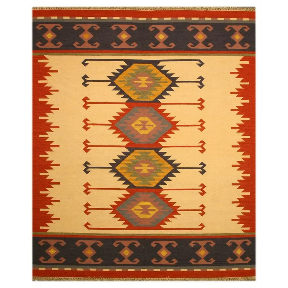 Keysari Geometric Kilim Wool Rug - Picture 1 of 4